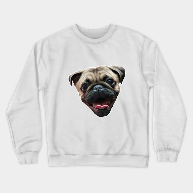 Laughing Pug Dog Crewneck Sweatshirt by Moka Meta